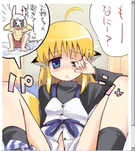 Rating: Questionable Score: 0 Tags: 2girls ahoge animal_ear apricot apricot_(yamai) blonde_hair blue_eyes bunny_ear camera fake_scrollbar female female_only footwear fox_ear multiple_females multiple_girls original out-of-frame_censoring panties panties_around_leg panties_around_one_leg rule34 sleepy socks striped striped_panties tail translated underwear uneven_eyes usa_(yamai) waking_up white_hair yamai User: bunchy7s