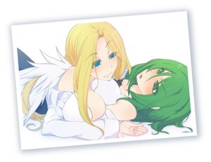 Rating: Questionable Score: 0 Tags: asymmetrical_docking blonde_hair blue_eyes breast_press breasts character_request chest_tuft copyright_request dougan_calpis_con dutch_angle female green_eyes green_hair huge_breasts multiple_females multiple_girls open_clothes open_shirt photo_(object) rule34 shirt white_background yuri User: bunchy7s