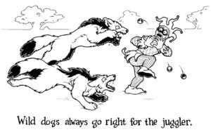 Rating: Safe Score: 0 Tags: 16:10 attack black_and_white canid canine canis detailed_background e621 english_text feral fierce group helvetica_(artist) human humor jester juggler male male_human mammal monochrome pun tail text toony violence widescreen wolf User: bunchy7s