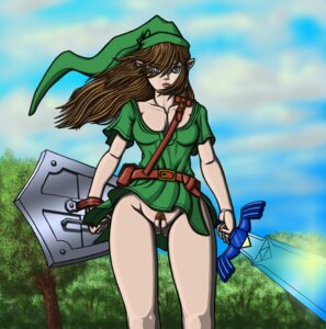 Rating: Explicit Score: 0 Tags: bottomless breasts brown_hair color female female_only grey_eyes hair hylian link_(cosplay) long_hair master_sword nightmale nintendo outdoors pointy_ears princess_zelda pussy rule34 shield solo straight_hair sword the_legend_of_zelda twilight_princess vulva weapon zelda_(twilight_princess) User: bunchy7s