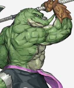 Rating: Safe Score: 0 Tags: abs anthro armor axe belt biceps bottomwear brave_story_new_traveler clothed clothing e621 fangs flexing gauntlets gloves green_body green_skin grey_eyes handwear horn lizard looking_at_viewer looking_back male melee_weapon musclegut muscular muscular_anthro muscular_male pants pecs reptile sash scales scalie simple_background slightly_chubby sogreth solo tail teeth topless unknown_artist vein weapon white_background User: bunchy7s