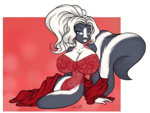 Rating: Questionable Score: 0 Tags: anthro big_breasts biped blue_eyes breasts cleavage clothed clothing e621 female hair hi_res lingerie looking_at_viewer mammal markings mephitid navel nipples sitting skunk solo ssbmfani striped_markings striped_tail stripes tail tail_markings translucent translucent_clothing white_hair User: bunchy7s