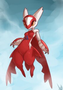 Rating: Safe Score: 0 Tags: 2014 3_fingers absurd_res anthro anthrofied atryl bald big_eyes breasts chest_markings claws cloud digital_media_(artwork) e621 eyelashes featureless_breasts featureless_crotch female fingers flying generation_3_pokemon happy hi_res latias legendary_pokemon markings nintendo nude outside pokemon pokemon_(species) pokemorph red_body red_skin sky skyscape smile solo teeth white_body white_skin wide_hips yellow_eyes User: bunchy7s