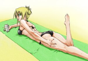 Rating: Questionable Score: 0 Tags: barefoot beach beer bikini blonde_hair breasts cameltoe feet female green_eyes hair_bun lucky_star lying murazono nanako_kuroi on_belly_feet_up_pose open_mouth pussy rule34 side-tie_bikini sweat swimsuit towel underboob User: bunchy7s