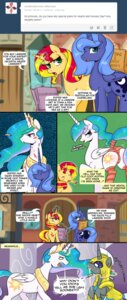 Rating: Questionable Score: 0 Tags: 2014 comic dialogue e621 english_text equestria_girls equid equine feathered_wings feathers female feral friendship_is_magic hasbro hi_res horn loopend male mammal my_little_pony mythological_creature mythological_equine mythology princess_celestia_(mlp) princess_luna_(mlp) royal_guard_(mlp) sunset_shimmer_(eg) text unicorn winged_unicorn wings User: bunchy7s