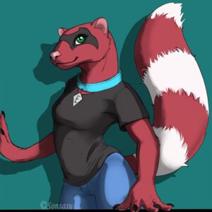 Rating: Safe Score: 0 Tags: 1:1 anthro biped breasts claws clothed clothing collar digital_media_(artwork) domestic_ferret e621 female fur green_eyes hi_res looking_at_viewer mammal markings mustelid musteline pink_body pink_fur pink_nose ring_(marking) ringed_tail shadow signature simple_background smile solo sonsasu standing striped_markings striped_tail stripes tail tail_markings true_musteline weasel User: bunchy7s