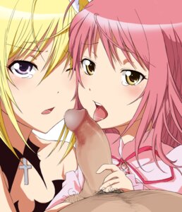 Rating: Explicit Score: 0 Tags: 1boy 2d 2girls amulet_angel blonde_hair blush censored clothing collaborative_fellatio cooperative_fellatio cross fellatio female female_focus hinamori_amu hoshina_utau long_hair lunatic_charm magical_girl male multiple_fellatio multiple_females multiple_girls oral penis pink_hair pubic_hair rule34 shugo_chara! ta_(tama20150125) teamwork tears tongue User: bunchy7s
