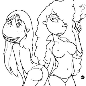 Rating: Explicit Score: 0 Tags: 2girls ass big_breasts breasts cigarette clothing d! debbie_thornberry duo eliza_thornberry exposed_breasts female female_only hair_over_one_eye human human_only line_art looking_at_viewer looking_back monochrome multiple_females navel nipples nude nudity panties rule34 topless wild_thornberrys User: bunchy7s