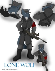 Rating: Safe Score: 0 Tags: 5_fingers anthro black_nose blue_eyes boots bottomwear canid canine canis clothed clothing coat e621 english_text fingers footwear fur gloves grey_body grey_fur gun handwear hat headgear headwear male mammal multiple_poses nazi pants pose ranged_weapon shoes simple_background sniper solo tail text topwear trenchcoat venomexsoldier weapon white_background wolf User: bunchy7s