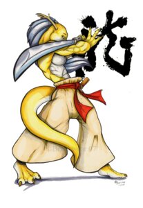 Rating: Safe Score: 0 Tags: 2007 3_toes 4_fingers anthro asian_mythology cjk_character clothed clothing dragon e621 east_asian_mythology eastern_dragon feet fingers hair japanese katana long_hair looking_at_viewer male melee_weapon mythological_creature mythological_scalie mythology scabbard scales scalie solo sword tail toes topless warrior weapon wolfgangcake yellow_body yellow_scales User: bunchy7s