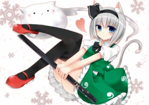 Rating: Safe Score: 0 Tags: :< accessory animal_humanoid cat_humanoid clothing digital_media_(artwork) dress duo e621 felid felid_humanoid feline feline_humanoid female footwear full-length_portrait ghost green_clothing green_dress grey_hair hair hair_accessory hairband heart_symbol hi_res humanoid mammal mammal_humanoid mary_janes melee_weapon portrait ribbons shoes short_hair solo_focus spirit sword tail touhou weapon youmu_konpaku yuzuki_(blossom) User: bunchy7s