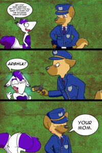 Rating: Safe Score: 0 Tags: 2:3 anthro brown_eyes canid canine canis clothing comic domestic_dog duo e621 electroshock_weapon eyes_closed eyewear female fox glasses hair hat headgear headwear hi_res lipstick makeup male mammal police police_brutality police_uniform purple_hair stun_gun technicolorpie uniform weapon your_mother User: bunchy7s