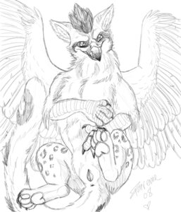 Rating: Explicit Score: 0 Tags: 2008 anus avian beak e621 feathered_wings feathers female feral genitals goldenfox greyscale gryphon monochrome mythological_avian mythological_creature mythology sketch solo tail vulva wings User: bunchy7s