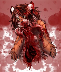 Rating: Explicit Score: 0 Tags: anthro autocannibalism blood bodily_fluids death digital_media_(artwork) divide_by_zero e621 farorenightclaw farorenightclaw_(character) felid female female_pred gore gore_focus grotesque_death hard_vore insane mammal orange_eyes pantherine solo stripes tattoo teeth tiger vore what User: bunchy7s