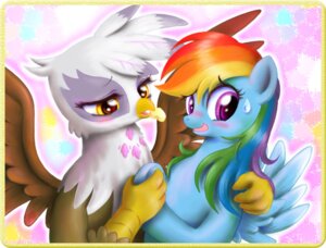 Rating: Safe Score: 0 Tags: amber_eyes anthro avian beak bisco blonde_hair blue_body blue_feathers blue_fur blue_hair blush bodily_fluids duo e621 equid equine feathered_wings feathers female friendship_is_magic fur gilda_(mlp) green_hair gryphon hair hasbro mammal mouth_hold multicolored_hair my_little_pony mythological_avian mythological_creature mythological_equine mythology orange_hair pegasus purple_eyes purple_hair rainbow_dash_(mlp) rainbow_hair red_hair semi-anthro sweat sweatdrop wings User: bunchy7s