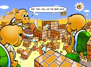 Rating: Questionable Score: 0 Tags: 2005 ?_block ambiguous_gender angry_sun block blood bodily_fluids brick cloud crying death desert dialogue e621 english_text goomba group koopa koopa_troopa mario_bros micro-goomba nintendo outside paragoomba pyramid question_mark sad scalie silentkv sky speech_bubble sun super_mario_bros._3 tears text User: bunchy7s
