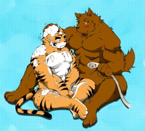 Rating: Safe Score: 0 Tags: 4dll3r abs anthro anthro_on_anthro assisted_bathing athletic bath bathing biceps big_muscles black_body black_fur blue_background blush brown_body brown_fur canid canine chest_tuft duo e621 felid frown fur green_eyes grin joey_(kokuhane) kokukokuboo kyle_(kokuhane) male mammal muscular muscular_male nude orange_body orange_fur pantherine pecs pose shower shower_head shower_hose simple_background sitting smile soap tail tiger tuft water white_body white_fur User: bunchy7s