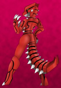 Rating: Questionable Score: 0 Tags: aakashi anthro biped breasts butt claws e621 female generation_3_pokemon groudon hand_on_hip legendary_pokemon looking_back nintendo non-mammal_breasts pokemon pokemon_(species) pokemorph red_background red_theme scalie side_boob simple_background solo spikes standing tail teeth warm_colors yellow_eyes User: bunchy7s