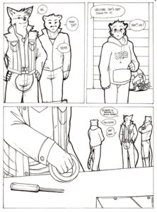Rating: Safe Score: 0 Tags: 2007 adolescent anthro base_two_layout black_and_white blockage_(layout) canid canine canis cheetah clothing comic crossed_arms dialogue digital_media_(artwork) e621 english_text eyewear felid feline glasses group hazing holding_object hoodie horizontal_blockage imminent_rape imminent_sex male mammal meesh monochrome motorcycle_club multiple_scenes pen_(artwork) perspective rough_riders screwdriver sound_effects speech_bubble tail tape text three_frame_image tools topwear traditional_media_(artwork) two_row_layout wolf young User: bunchy7s