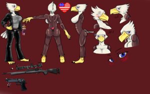 Rating: Safe Score: 0 Tags: accipitrid accipitriform american_flag anthro avian bald_eagle beak big_breasts bird blue_eyes blush breasts color_swatch desert_eagle e621 eagle female gun handgun heart_symbol hi_res jacklyn_morgonel leather model_sheet non-mammal_breasts pistol ranged_weapon rifle rue_hawthorne sea_eagle sniper_rifle solo turnaround united_states_of_america weapon User: bunchy7s