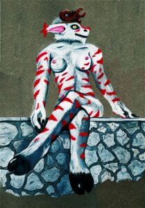Rating: Questionable Score: 0 Tags: anthro biped black_claws black_hooves breasts claws cloven_hooves colored_pencil_(artwork) convenient_censorship crossed_legs curled_horn e621 ear_tuft female front_view full-length_portrait fur fur_markings grey_background hooves horn looking_away low_wall markings monster nipples nude on_wall paws pink_nipples portrait pose red_markings simple_background sitting small_breasts smile solo stone_wall striped_body striped_fur stripes traditional_media_(artwork) tuft unknown_artist unknown_species wall_(structure) white_body white_fur yellow_eyes User: bunchy7s