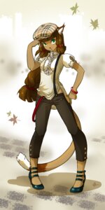 Rating: Safe Score: 0 Tags: 1:2 alternative_fashion ankama bottomwear bracelet brown_body brown_fur brown_hair clothed clothing digital_drawing_(artwork) digital_media_(artwork) dipstick_ears dofus e621 ear_markings ecaflip enaibi felid female flat_cap footwear fully_clothed fur gesture green_eyes hair hand_gesture hat headgear headwear high_heels inner_ear_fluff j-fashion jewelry leaf long_hair looking_at_viewer mammal markings multicolored_ears ouji_(fashion) pants pointing pointing_down shoes solo standing suspenders tail tan_body tan_fur tuft wakfu User: bunchy7s