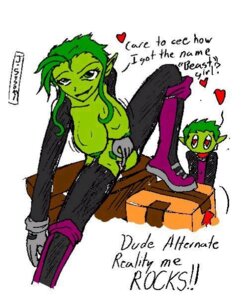 Rating: Explicit Score: 0 Tags: beast_boy boots breasts color dc dc_comics dialog english_text female fingering footwear green_hair green_skin hair heart jim_sugomi male masturbation pussy rule34 rule_63 short_hair sitting straight_hair teen_titans text vulva User: bunchy7s