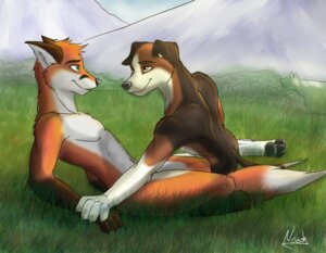 Rating: Questionable Score: 0 Tags: anthro canid canine canis dipstick_tail domestic_dog duo e621 eye_contact fox grass looking_at_another male male/male mammal markings neash nude outside plant public romantic romantic_couple smile tail tail_markings User: bunchy7s