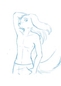 Rating: Safe Score: 0 Tags: anthro blue_and_white bottomwear canid canine canis clothed clothing domestic_dog e621 fur hair hi_res kurapika long_hair looking_at_viewer male mammal monochrome pants pose raven_wolf simple_background sketch solo steve_(raven_wolf) topless white_background User: bunchy7s