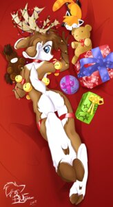 Rating: Explicit Score: 0 Tags: 2007 animal_plushie anthro antlers arms_bent ass_up bedding bedding_background bell bell_collar bent_leg bird's-eye_view blue_eyes bow_(feature) bow_ribbon box butt christmas christmas_decorations christmas_lights collar container dated deer digital_media_(artwork) e621 equine_plushie extended_leg feet female full-length_portrait genitals gift gift_bow gift_box head_turned high-angle_view hindpaw holidays hooves horn lights looking_at_viewer looking_back looking_back_at_viewer lying mammal new_world_deer nude on_front one_calf_up package paws peritian plushie portrait raised_calf raised_foot raised_tail red_bedding red_panda_plushie reindeer resting rodolfo signature slim solo string_lights tail teddy_bear vulva year User: bunchy7s