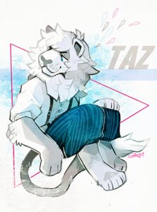Rating: Safe Score: 0 Tags: 3_toes anthro barefoot biped blue_eyes bottomwear clothed clothing e621 feet felid fully_clothed fur furgonomics hair hand_on_leg lion looking_aside male mammal muttmonster pantherine pants pattern_clothing shirt smile solo striped_clothing stripes suspenders tail tail_clothing taz_(dantebernard) toes topwear whiskers white_body white_fur white_hair User: bunchy7s