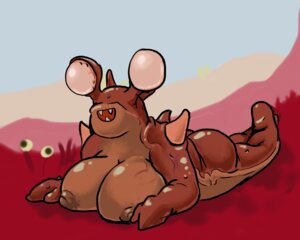 Rating: Questionable Score: 0 Tags: 5:4 anthro breast_rest breasts brown_body butt digital_media_(artwork) disembodied_eyes e621 female fisheye_lens full-length_portrait gastropod herpling mollusk nipples nude oniontrain open_mouth outside portrait red_theme slug solo terraria what User: bunchy7s