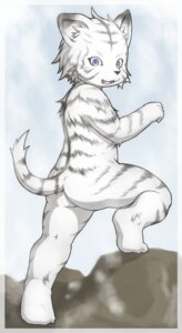Rating: Questionable Score: 0 Tags: ambiguous_gender anthro biped blue_eyes butt e621 felid happy looking_at_viewer looking_back mammal nama nude outside rock sky smile solo standing stripes tail unbound young young_anthro User: bunchy7s