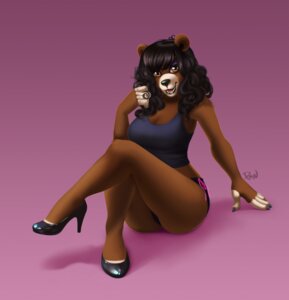 Rating: Safe Score: 0 Tags: american_black_bear anthro bear bikini bikini_bottom biped black_bear cherry_(kiwikig) clothing e621 eyeshadow female footwear hair hi_res high_heels long_hair looking_at_viewer makeup mammal mewpan shirt shoes solo swimwear tank_top topwear two-piece_swimsuit ursine User: bunchy7s