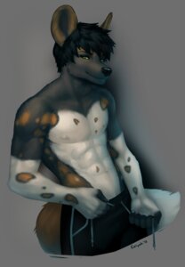 Rating: Safe Score: 0 Tags: abs absurd_res african_wild_dog anthro athletic biceps big_ears biped black_hair black_nose bottomwear brown_body brown_fur canid canine carat cashen clothed clothing e621 flexing fur green_eyes grey_body grey_fur grin hair hi_res looking_at_viewer male mammal muscular muscular_anthro muscular_male nipples pecs pose shorts simple_background smile solo standing tail topless white_body white_fur User: bunchy7s