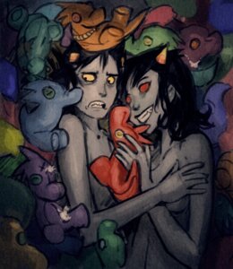 Rating: Questionable Score: 0 Tags: 1boy 1girls artist_request black_hair black_lips female grey_skin homestuck horns karkat_vantas male ms_paint_adventures naked plushie red_eyes rule34 scalemate senator_lemonsnout sharp_teeth short_hair smile source_request straight terezi_pyrope troll yellow_eyes User: bunchy7s