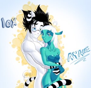 Rating: Safe Score: 0 Tags: 2007 anthro ayame_emaya belly black_hair blue_belly blue_body blush breasts cuddling duo e621 eyewear featureless_breasts female glasses grey_eyes hair heterochromia lakituboy long_hair looking_back male male/female mammal markings navel nude pink_nose signature simple_background smile striped_markings striped_tail stripes tail tail_markings white_background white_body white_hair yamer User: bunchy7s