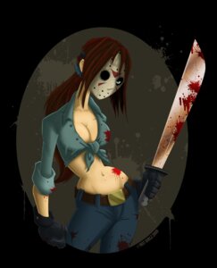 Rating: Explicit Score: 0 Tags: beige_skin blood blood_stain bloody_clothes bloody_sword breasts brown_hair cleavage clothes color female female_only friday_the_13th front_view gloves hair hockey_mask holding_sword human jason_voorhees long_hair mask overhand_grip red_blood round_ears rule34 rule_63 solo stained_clothes standing sword weapon User: bunchy7s