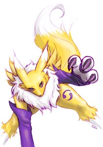 Rating: Safe Score: 0 Tags: all_fours anthro armwear bandai_namco black_sclera blue_eyes canid canine chest_tuft claws clothing digimon digimon_(species) e621 elbow_gloves facial_markings female fur gloves handwear head_markings katie_(artist) mammal markings renamon simple_background solo tail tuft white_background white_body white_fur yellow_body yellow_fur User: bunchy7s