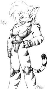 Rating: Questionable Score: 0 Tags: 1997 anthro belt breasts clothing drake_fenwick e621 felid female gloves hair handwear knee_pads mammal monochrome nipples pantherine solo superhero supermegatopia tiger tiger_lass User: bunchy7s
