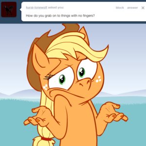 Rating: Safe Score: 0 Tags: 1:1 4_fingers applejack_(mlp) ask_blog ask_jappleack asking blonde_hair clothing e621 earth_pony english_text equid equine eyelashes female fingernails fingers friendship_is_magic gesture green_eyes hair half-length_portrait hasbro hat hat_only headgear headgear_only headwear headwear_only horse hotdiggedydemon looking_at_viewer mammal mostly_nude my_little_pony nails pony portrait shrug solo text toony tumblr user_message username User: bunchy7s