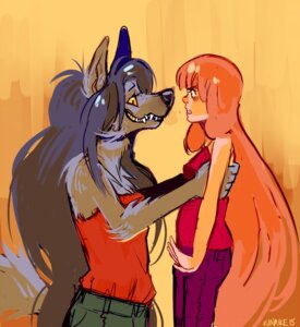Rating: Safe Score: 0 Tags: adventure_time alternate_species anthro blush canid canine canis carrying_another cartoon_network clothed clothing duo e621 female female/female female_on_anthro fur grey_body grey_fur hair human kunaike mammal marceline_abadeer open_mouth orange_hair princess_bubblegum simple_background smile standing teeth wolf yellow_eyes User: bunchy7s
