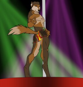 Rating: Questionable Score: 0 Tags: 2014 5_fingers abs anthro barefoot biped blue_eyes brown_body brown_fur brown_hair butt canid canine claws clothing dancing e621 ear_piercing facial_piercing feet fingers fur garth_ackles hair hi_res lionsilverwolf lip_piercing looking_at_viewer looking_back male mammal money muscular muscular_anthro muscular_male nipple_piercing nipples pecs piercing pole pole_dancing pose simple_background solo standing stripper underwear User: bunchy7s