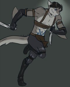 Rating: Safe Score: 0 Tags: 2013 4:5 action_pose anthro aquatic big_tail blue_eyes clothing cosplay costume e621 fish hair hi_res holding_object holding_weapon knife male nerts path_of_exile pose reverse_grip running shadow_(poe) shark smile solo syrae-universe tail weapon User: bunchy7s