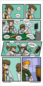 Rating: Questionable Score: 0 Tags: 2010 alpha_channel awkwardzombie blood bodily_fluids border brown_hair clothing comic controller dialogue doctor duo e621 english_text game_controller gloves grandfathered_content hair handwear hi_res human humor katie_tiedrich katie_tiedrich_(persona) male mammal medical medical_gloves necktie_grab nintendo norrin_hester_(persona) not_furry open_mouth patient surgical_operation teeth text tongue transparent_border trauma_team wii User: bunchy7s