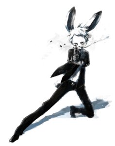 Rating: Safe Score: 0 Tags: action_pose belt cigarette clothed clothing e621 fully_clothed gun lagomorph leporid looking_at_viewer male mammal pose rabbit ranged_weapon shooting simple_background smoke solo suit weapon まいお User: bunchy7s
