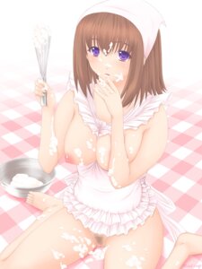Rating: Questionable Score: 0 Tags: bandana barefoot between_breasts blush bowl breasts brown_hair censored clothes_between_breasts cooking copyright_request cream female finger_licking highres large_breasts licking messy naked_apron no_bra no_panties onnanoko_suwari pubic_hair purple_eyes pussy rezel_craft rule34 sexually_suggestive short_hair sitting solo User: bunchy7s