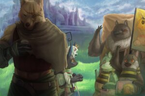 Rating: Safe Score: 0 Tags: anthro avian backpack beak canid canine canis clothed clothing cloud detailed detailed_background e621 flag fox gesture grass kogawa_kenji male mammal outside plant sky solo toony waving wolf young User: bunchy7s