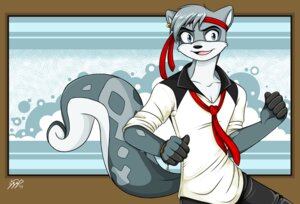 Rating: Safe Score: 0 Tags: 2011 accessory akane-the-fox anthro black_nose blue_eyes clothed clothing e621 ear_piercing fingerless_(marking) fist front_view fully_clothed fur grey_body grey_fur grey_hair hair headband looking_at_viewer lutari male mammal mustelid necktie neopet_(species) neopets open_mouth open_smile piercing pirate_neopet rolled_up_sleeves shirt short_hair smile solo tail topwear white_body white_fur User: bunchy7s