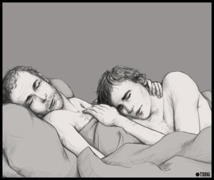 Rating: Questionable Score: 0 Tags: actor bed bedroom caucasian caucasian_male celebrity cuddling gregory_house house_(series) hugh_laurie in_character james_wilson male male_only pillow robert_sean_leonard rule34 sheet sleeping tsuki_(artist) User: bunchy7s